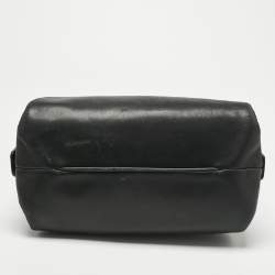 Pre Owned CH Carolina Herrera Black Leather and Suede Embossed Logo Shoulder Bag