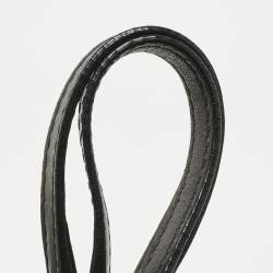 Pre Owned CH Carolina Herrera Black Leather and Suede Embossed Logo Shoulder Bag