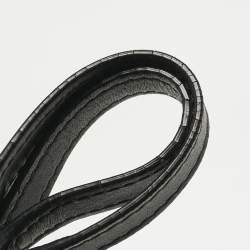 Pre Owned CH Carolina Herrera Black Leather and Suede Embossed Logo Shoulder Bag