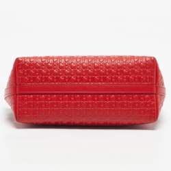 Pre Owned CH Carolina Herrera Red Monogram Embossed Leather Pochette Bag
