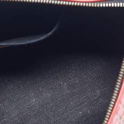 Pre Owned CH Carolina Herrera Red Monogram Embossed Leather Pochette Bag