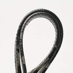 Pre Owned CH Carolina Herrera Black Fox Fur and Leather Chain Tote