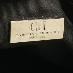 Pre Owned CH Carolina Herrera Black Fox Fur and Leather Chain Tote