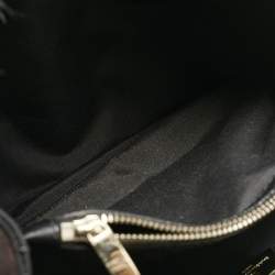 Pre Owned CH Carolina Herrera Black Fox Fur and Leather Chain Tote