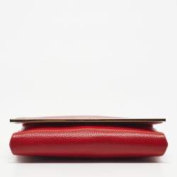 Pre Owned CH Carolina Herrera Red Leather Chain Flap Clutch