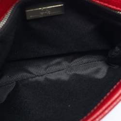 Pre Owned CH Carolina Herrera Red Leather Chain Flap Clutch