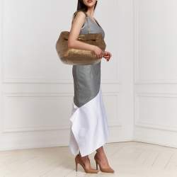 Pre Owned CH Carolina Herrera Metallic Gold Monogram Leather Audrey Tote