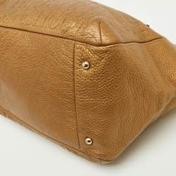 Pre Owned CH Carolina Herrera Metallic Gold Monogram Leather Audrey Tote