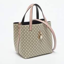 Pre Owned CH Carolina Herrera Pink/Beige Monogram Coated Canvas Small Matryoshka Locked Tote