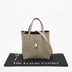 Pre Owned CH Carolina Herrera Pink/Beige Monogram Coated Canvas Small Matryoshka Locked Tote