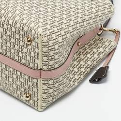 Pre Owned CH Carolina Herrera Pink/Beige Monogram Coated Canvas Small Matryoshka Locked Tote