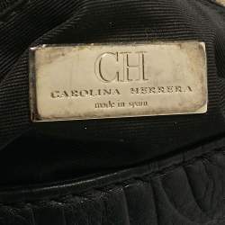 Pre Owned CH Carolina Herrera Black Monogram Embossed Leather Audrey Shoulder Bag
