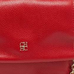 Pre Owned CH Carolina Herrera Red Leather Small Minuetto Top Handle Bag