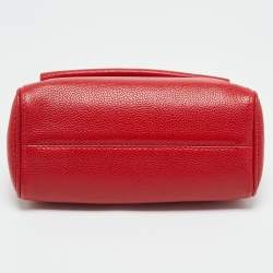 Pre Owned CH Carolina Herrera Red Leather Small Minuetto Top Handle Bag