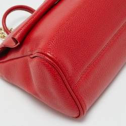 Pre Owned CH Carolina Herrera Red Leather Small Minuetto Top Handle Bag