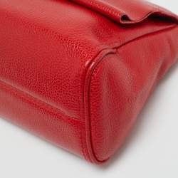 Pre Owned CH Carolina Herrera Red Leather Small Minuetto Top Handle Bag