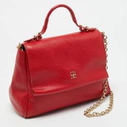 Pre Owned CH Carolina Herrera Red Leather Small Minuetto Top Handle Bag