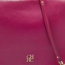 Pre Owned CH Carolina Herrera Fuchsia Leather Chain Flap Bag