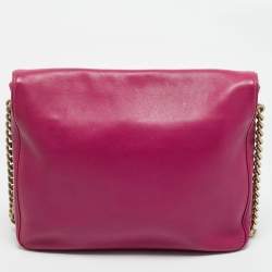 Pre Owned CH Carolina Herrera Fuchsia Leather Chain Flap Bag