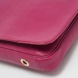 Pre Owned CH Carolina Herrera Fuchsia Leather Chain Flap Bag