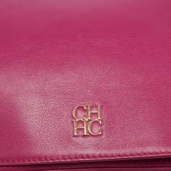 Pre Owned CH Carolina Herrera Fuchsia Leather Chain Flap Bag