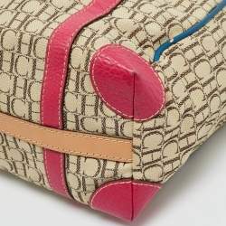 Pre Owned CH Carolina Herrera Multicolor Logo Jacquard Canvas and Leather Tote