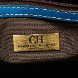 Pre Owned CH Carolina Herrera Multicolor Logo Jacquard Canvas and Leather Tote