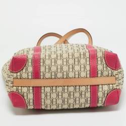 Pre Owned CH Carolina Herrera Multicolor Logo Jacquard Canvas and Leather Tote