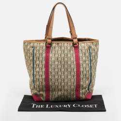 Pre Owned CH Carolina Herrera Multicolor Logo Jacquard Canvas and Leather Tote