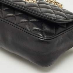 Pre Owned CH Carolina Herrera Black Quilted Leather Chain Crossbody Bag