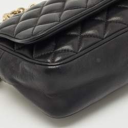 Pre Owned CH Carolina Herrera Black Quilted Leather Chain Crossbody Bag