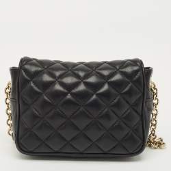 Pre Owned CH Carolina Herrera Black Quilted Leather Chain Crossbody Bag