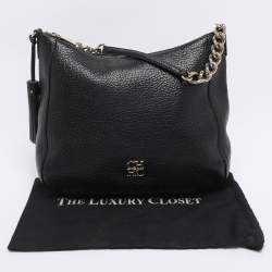 Pre Owned CH Carolina Herrera Black Leather Tassel Shoulder Bag