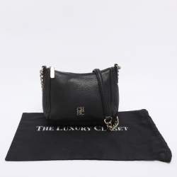 Pre Owned CH Carolina Herrera Black Leather Maria Crossbody Bag