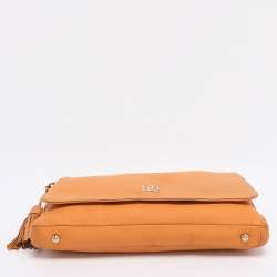 Pre Owned CH Carolina Herrera Mustard Leather Tassel Flap Chain Shoulder Bag