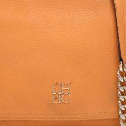 Pre Owned CH Carolina Herrera Mustard Leather Tassel Flap Chain Shoulder Bag