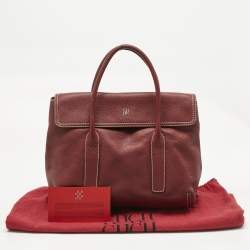 Pre Owned CH Carolina Herrera Red Leather Flap Satchel