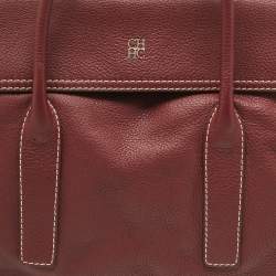 Pre Owned CH Carolina Herrera Red Leather Flap Satchel