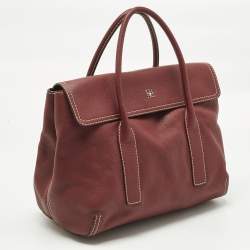 Pre Owned CH Carolina Herrera Red Leather Flap Satchel