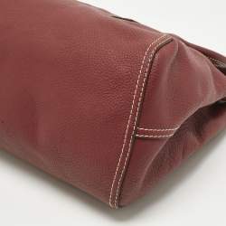 Pre Owned CH Carolina Herrera Red Leather Flap Satchel