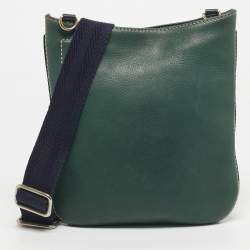 Pre Owned CH Carolina Herrera Green Leather Flat Crossbody Bag