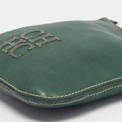 Pre Owned CH Carolina Herrera Green Leather Flat Crossbody Bag