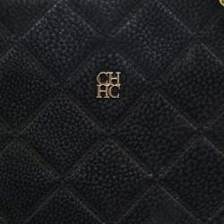 Pre Owned CH Carolina Herrera Black Quilted Nubuck Chain Tote