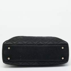 Pre Owned CH Carolina Herrera Black Quilted Nubuck Chain Tote