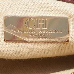 Pre Owned CH Carolina Herrera Three Tone Red Leather Baret Top Handle Bag