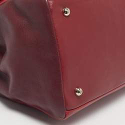 Pre Owned CH Carolina Herrera Three Tone Red Leather Baret Top Handle Bag