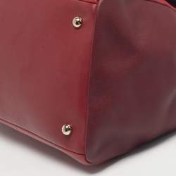 Pre Owned CH Carolina Herrera Three Tone Red Leather Baret Top Handle Bag