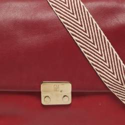 Pre Owned CH Carolina Herrera Three Tone Red Leather Baret Top Handle Bag