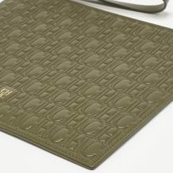 Pre Owned CH Carolina Herrera Khaki Monogram Leather Editors Continental Pouch