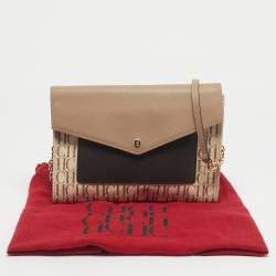 Pre Owned CH Carolina Herrera Tricolor Coated Canvas and Leather Envelope Crossbody Bag